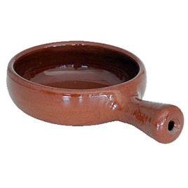 Tapasschale aus brauner Keramik mit Griff - 10 cm