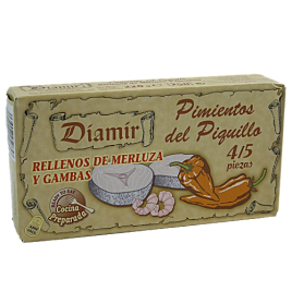 Pimientos del Piquillo - Kleine, rote Paprikaschoten mit Seehecht & Gambas gefüllt