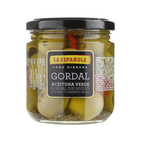 Gordal Oliven ohne Kern mariniert mit Paprika und Knoblauch