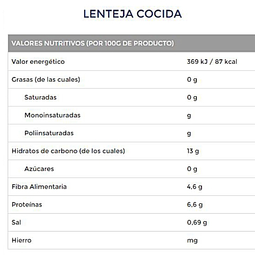 Luengo: Lenteja Cocida - Linsen, gekocht - 400g
