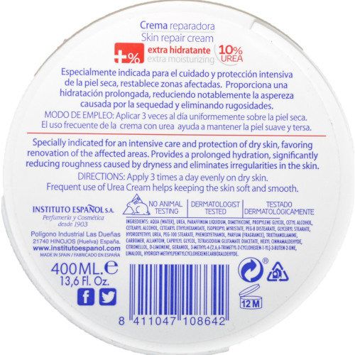 Instituto Español &ndash; Urea Skin Repair Cream &ndash; 400 ml