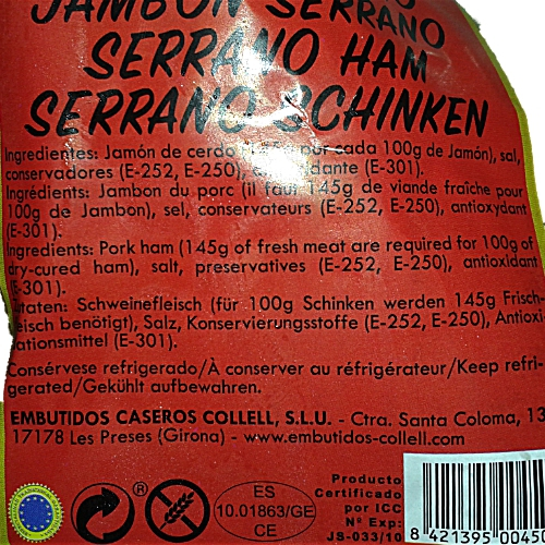 Serrano Schinken am Stück - ca. 0,3 kg