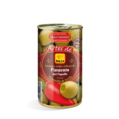 Oliven mit Spitz-Paprikapaste (gegrillt) gefüllt - Aceitunas rellenas de pimiento del piquillo asado