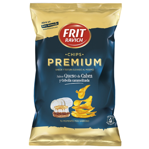 Frit Ravich: Kartoffelchips PREMIUM Ziegenkäse & karamellisierter Zwiebel Geschmack150gr