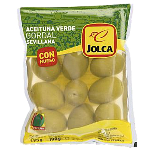 Aceitunas Gordal - Spanische grüne Gordal-Oliven mit Kern - Beutel