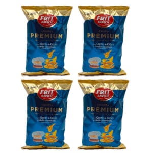 Frit Ravich: Kartoffelchips PREMIUM Ziegenkäse und karamelisierter Zwiebel Geschmack 4 x 150gr