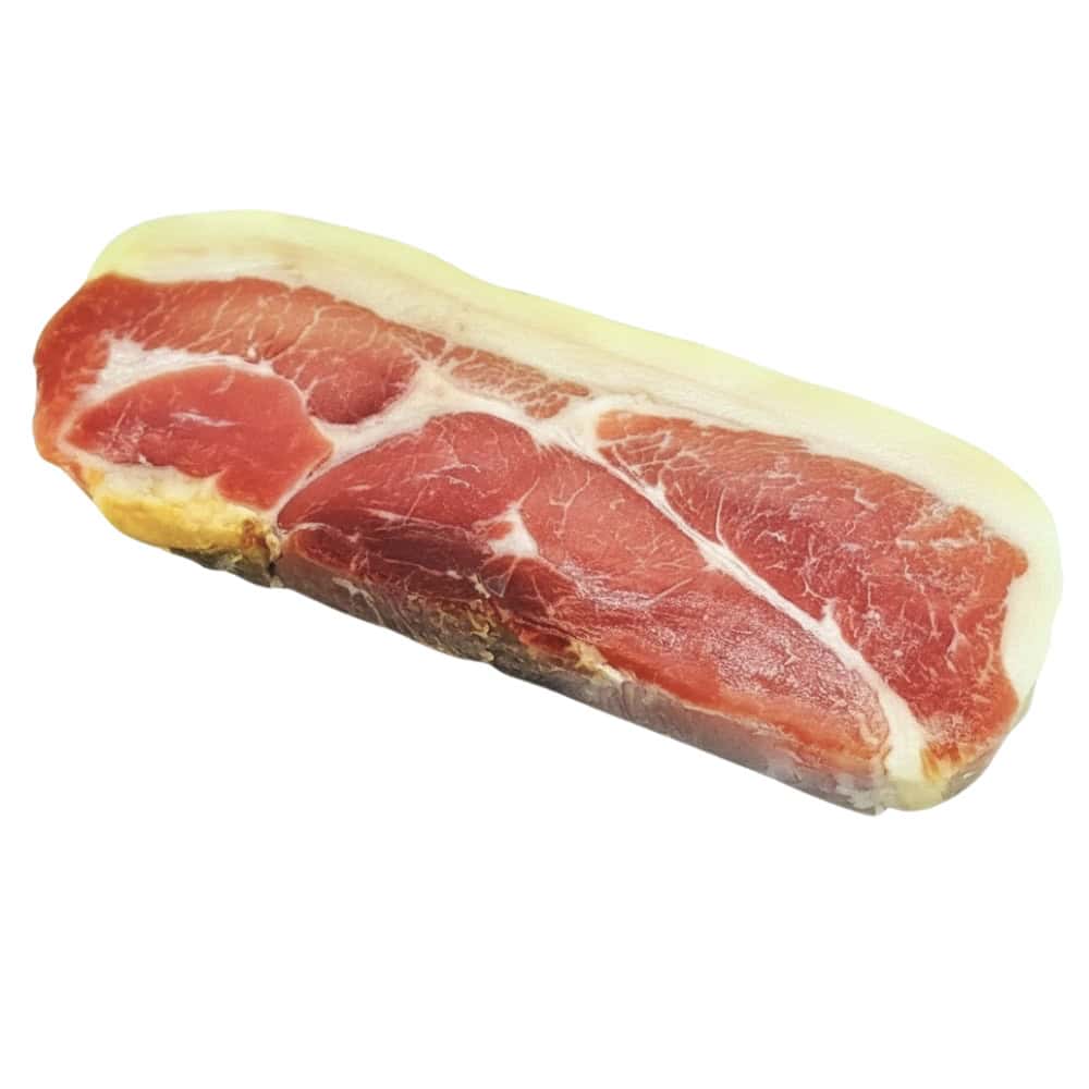Hochwertiger Serrano Schinken aus Spanien, ca. 0,3 kg, perfekt für delikate Gerichte und Tapas. Frischer, luftgetrockneter Schinken mit intensiven Aromen und zarter Textur.