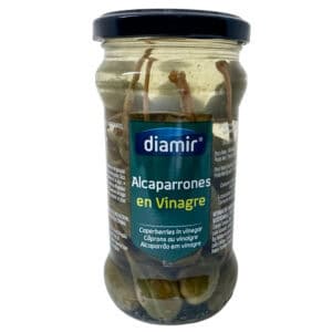 Eingelegte Kapern in Essig, spanische Spezialität, hochwertig verpackt, direkt aus Spanien, ideal für mediterrane Gerichte, aromatisch und vielseitig einsetzbar.