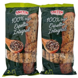 Knuspriges Vollkorn-Format, spanisches Vollkornbrot, glutenfreie Bäckerei, natürliche Zutaten, gesunde Brotwahl, traditionelles spanisches Bäckereiprodukt, ballaststoffreich, antioxidativ, kalorienarm, direkt aus Spanien, nachhaltige Backwaren, glutenfrei, Vollkornbrot, authentische spanische Backkunst.