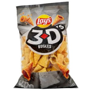 Knusprige 3D Bugles Chips von Lay's, Snack aus Spanien, vielseitiger Geschmack, ideal für Partys und unterwegs.