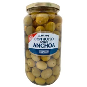 Aceitunas verdes con hueso, sabor anchoa – Grüne Oliven mit Kern, Sardellengeschmack  – 530 gr