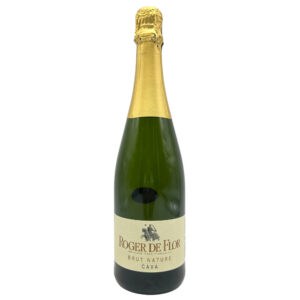 Glas mit spanischem Sekt Roger de Flor, traditionelle Craft-Methode, für besondere Anlässe, direkt aus Spanien, hochwertige Cava.