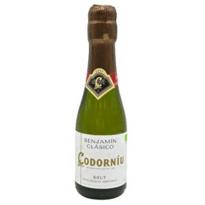 Sauberes Bio-Sekt aus Spanien, Codorniu Benzamin Clásico, in grüner Flasche mit Gold- und Schwarz-Label, perfekt für nachhaltiges Feiern und besondere Anlässe.