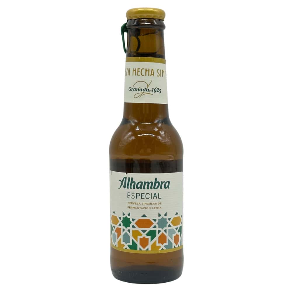 Alhambra Especial - Flasche 0,2 l Authentische spanische Alhambra Spezial Bierflasche aus Spanien, traditionell gebraut, ideal für Bierliebhaber, direkte Lieferung aus Spanien, hochwertiges spanisches Bier.