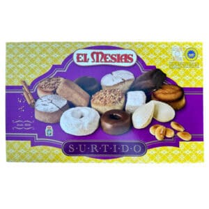 Keks-Auswahl aus Spanien, traditionelle spanische Süßigkeiten, El Mesias Surtdo, verschiedene Kekssorten mit Nüssen und Schokolade, ideal für Süßigkeitenliebhaber, direkt aus Spanien.