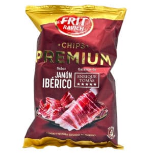 Mareni Saftige iberische Schinkenchips in goldener Verpackung, ideal für Snack-Liebhaber, authentischer Geschmack, spanische Qualität, glutenfrei, hoher Genuss.