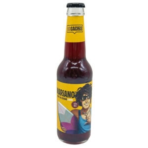 Erfrischende spanische Limonade in Flasche mit sommerlichem Design, ideal für heiße Tage und Partys.
