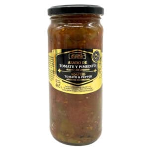 Saftiges spanisches geröstetes Tomate- und Paprikapüree in Glas, authentisch aus Spanien, ideal für mediterrane Gerichte, direkt aus Spanien, hochwertige Handwerkskunst.