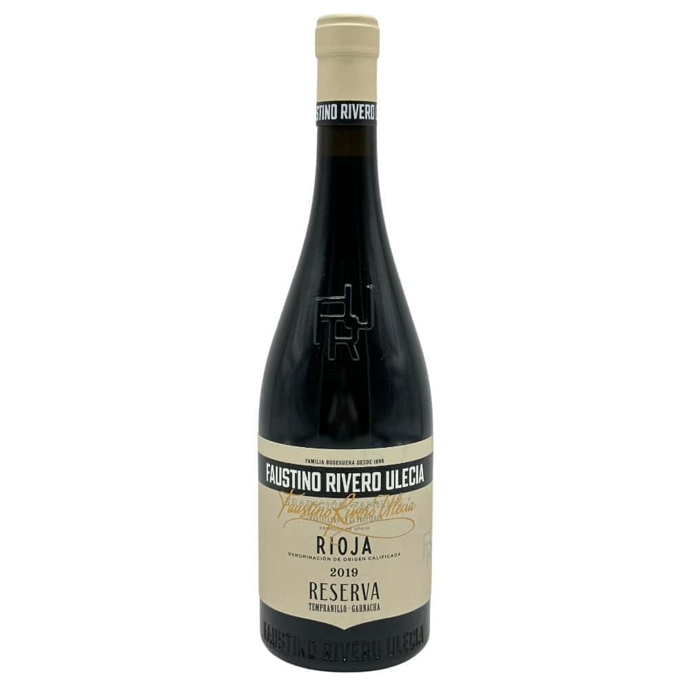 Saftiger Rotwein aus Spanien, Rioja Reserva 2019, hergestellt von Faustino Rivero Ulecia, perfekt für Weinliebhaber und Genießer.