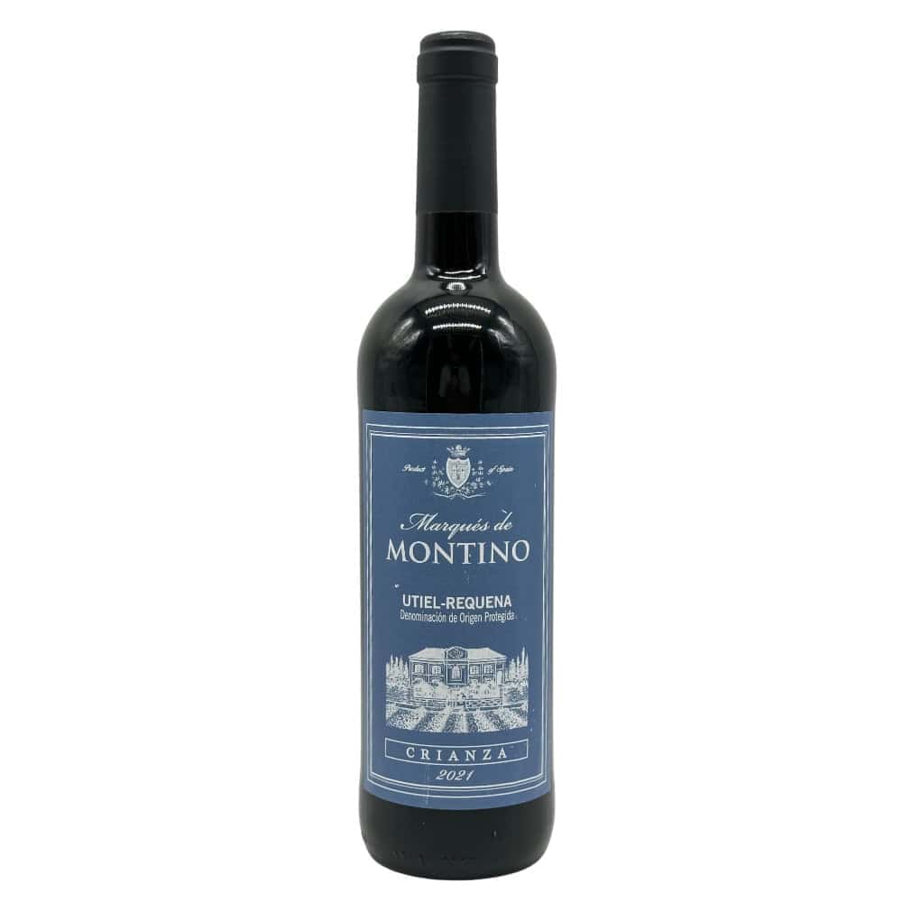 Edle spanische Rotweinsorte Montino Crianza aus Utiel-Requena, bekannt für hochwertige Weine direkt aus Spanien, perfekt für Weinliebhaber und Feinschmecker.