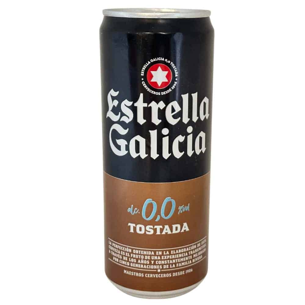 Estrella Galicia alkoholfreie Tostada Bierdose, spanisches Craft Beer aus Spanien, glutenfrei, malzfrei, handgefertigt, perfekte Erfrischung für Bierliebhaber, ideal für gesunde Ernährung, traditionell hergestellt.