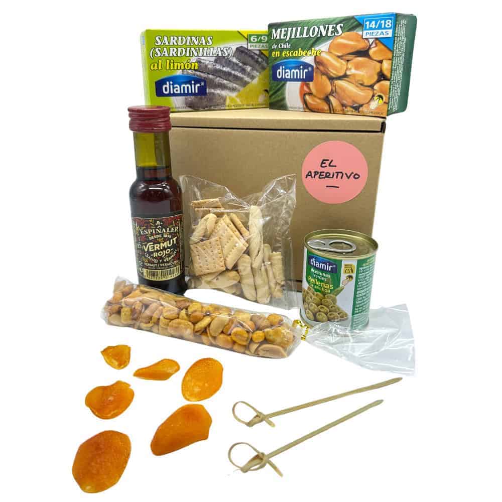 Sardinen und Meeresfrüchte aus Spanien, inklusive Sardinen, Muscheln und getrocknete Aprikosen, perfekt für spanische Delikatessen und Tapas, direkt aus Spanien von Mareni.