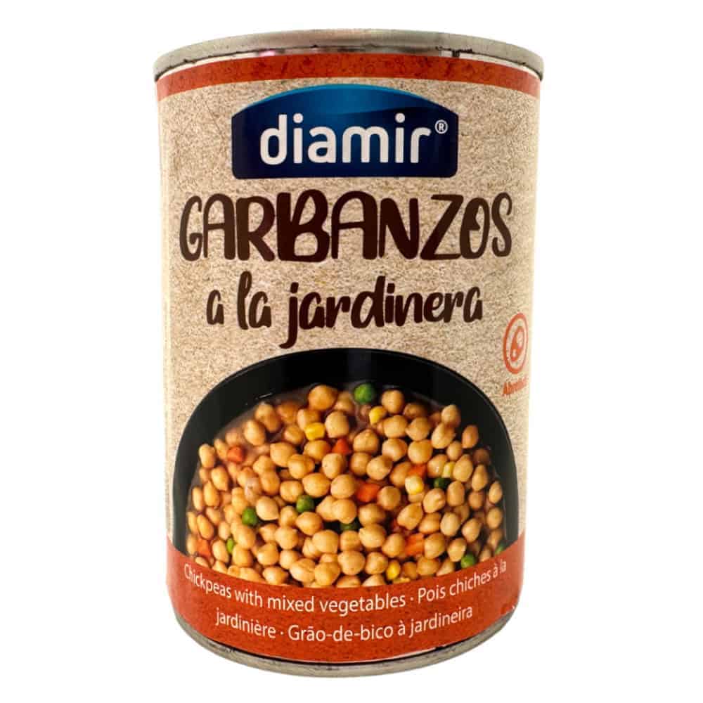 Garbanzos aus Spanien, ideal für die Gartenküche, mit gemischtem Gemüse, hochwertige Konservendose. Perfekt für vegetarische und kulinarische Gerichte, direkt aus Spanien, Mareni Qualität.