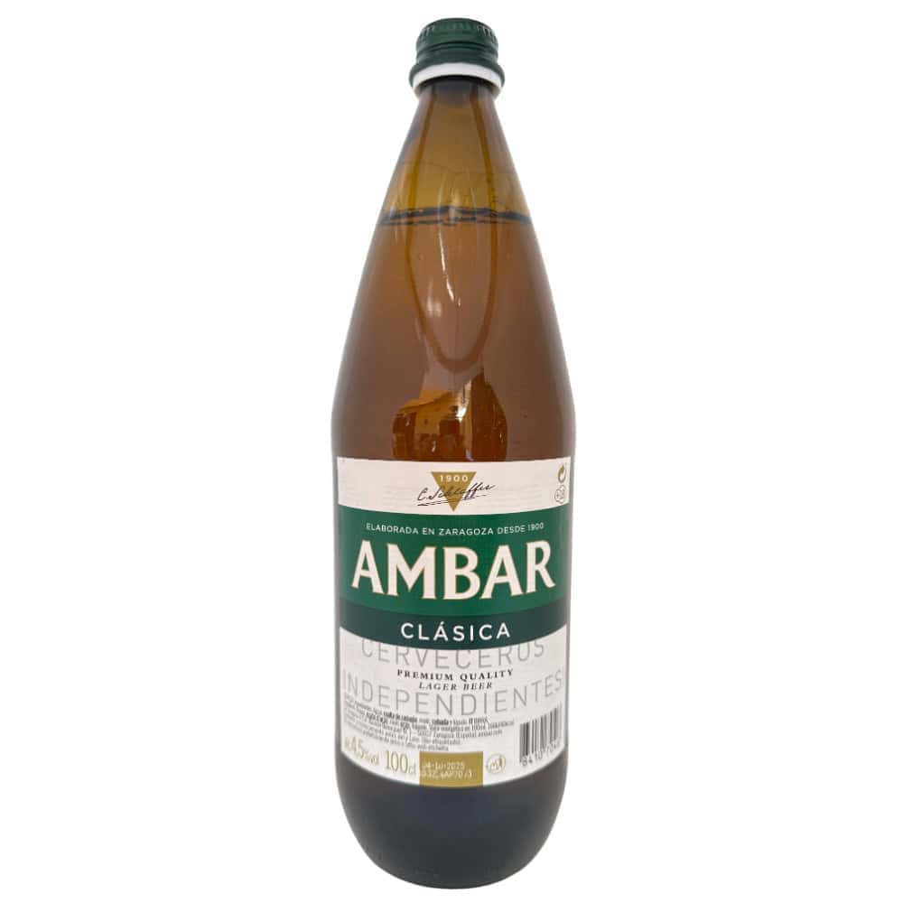Ambar Clásica Bier aus Spanien, direkt vom Hersteller Mareni, Premium-Qualität, erfrischender Lagerbier, ideal für Genießer, traditionelles spanisches Getränk, zubereitet in Zaragoza.