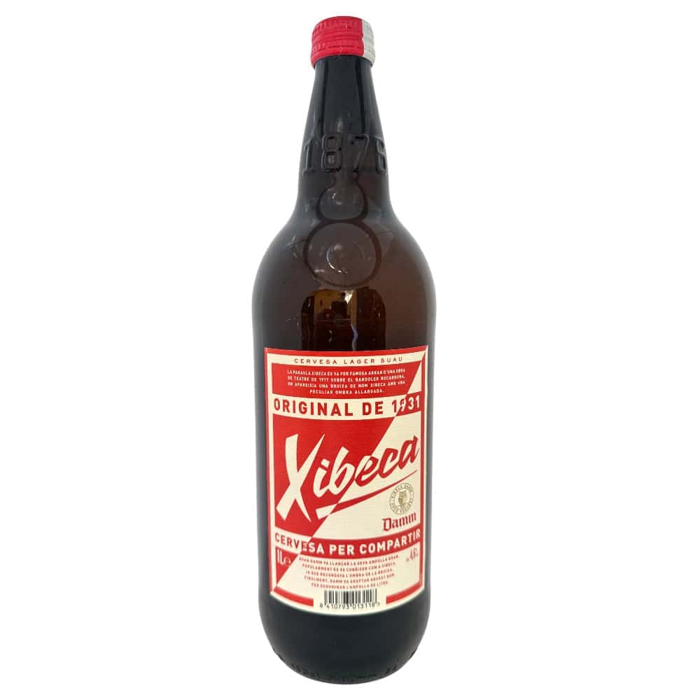 Alte Text: Authentische spanische Lagerbierflasche Xibeca, perfekt für Bierliebhaber, direkt aus Spanien, ideal zum Teilen.