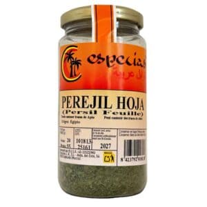 Acryl-Perejil getrocknet in Glasflasche, spanische Qualität, perfekte Würze für mediterrane Gerichte.