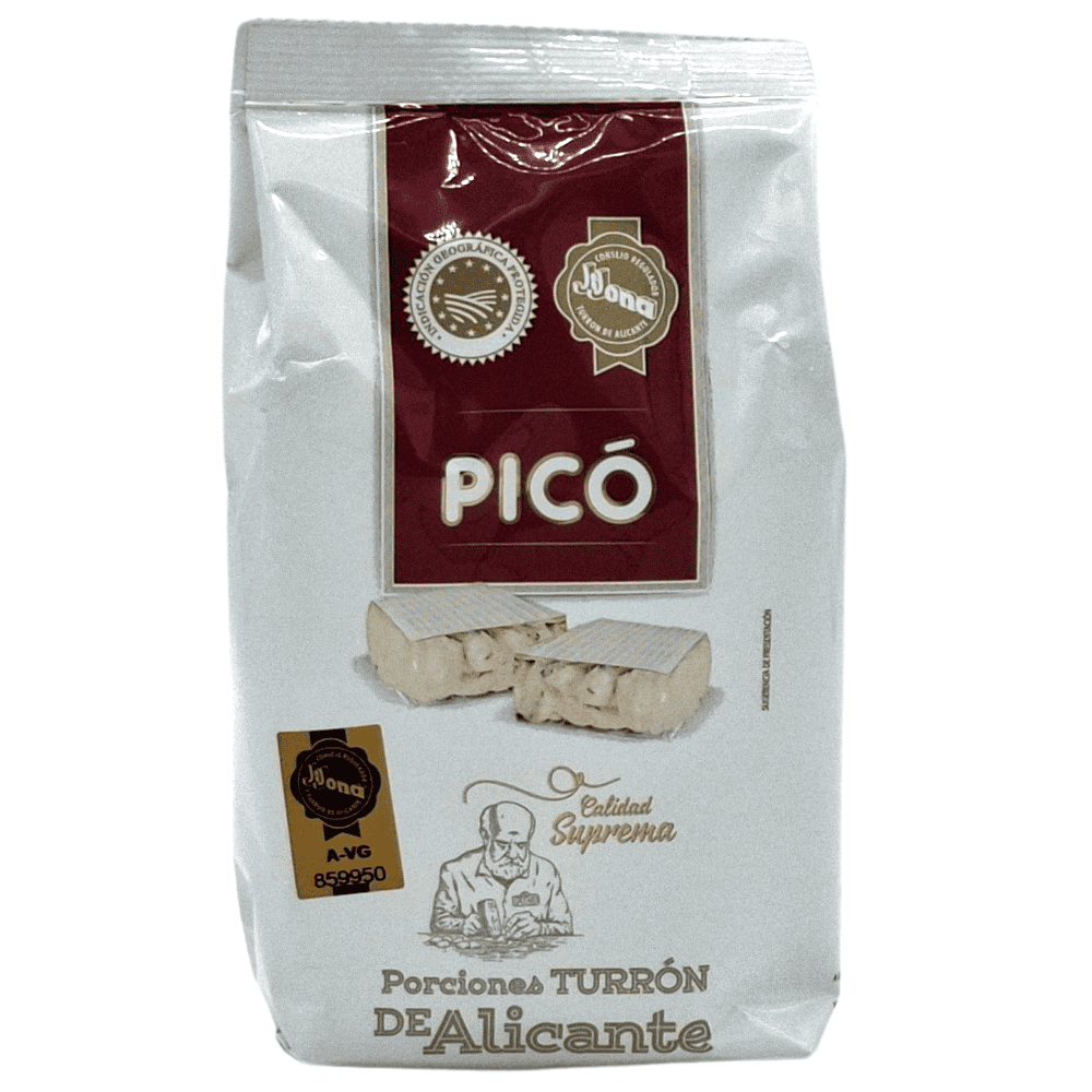 Pico Turrón Alicante, spanische Süßigkeit aus Spanien, traditioneller Turrón aus Alicante, hochwertige spanische Süßwaren, Mareni Import aus Spanien, handgemachter spanischer Turrón.