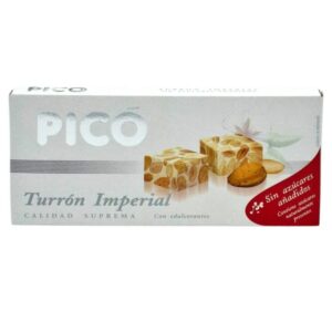 PICO Turrón Imperial aus Spanien, hochwertige Süßigkeit ohne zusätzlichen Zucker, mit Mandeln und edlen Zutaten, ideal für Naschkatzen, glutenfrei und natürlich.