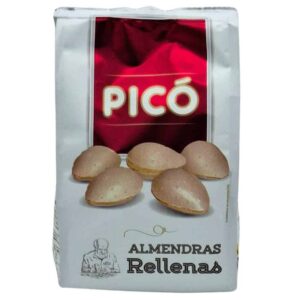 Pico Mandelgebäck, spanische Süßigkeit, traditionell gefüllt, in weißer Verpackung mit rotem Label, ideal als Snack oder Geschenk, direkt aus Spanien.