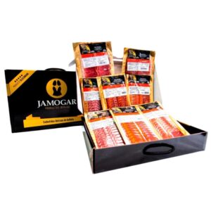 Feinkost Iberisches Schinken- und Wurstsortiment von Jamogar aus Spanien in einer stilvollen Präsentationsbox.
