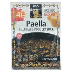 Deutsches Paella Trockenprodukt aus Spanien, glutenfrei, mit schwarzem Reis, ideal für traditionelle spanische Mahlzeiten, 50g, für leckere und authentische Paella.
