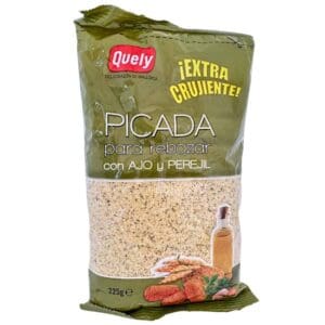 Geriebene Pikanter für Reibeverzehr mit Knoblauch und Petersilie, spanische Qualität, extra knusprig, ideal für mediterrane Gerichte, 225g.