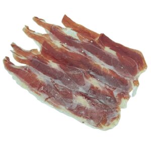 Sauberkalben-Schinken aus Spanien, hochwertig, luftgetrocknet, für perfekte Tapas und spanische Küche. Frisch und traditionell, direkt vom spanischen Produzenten, mariniert und dünn geschnitten.