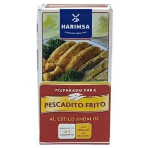 Knuspriger Fischfiletteig nach andalusischem Stil, perfekt für frittierte Fischgerichte, ohne Konservierungsstoffe, mit würzigem Geschmack, ideal für spanische Fischrezepte, hochwertige spanische Fischzubereitungen, Mareni Spanien.