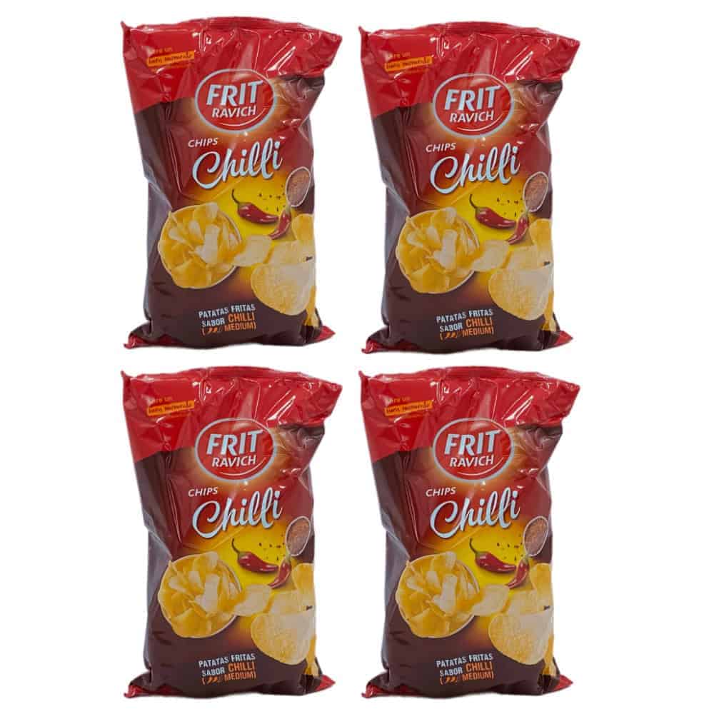 FRIT RAVICH Chilli Kartoffelchips, scharfer Geschmack, spanische Spezialität, pikante Chips, würzige Snacks, spanische Chips, scharfe Chips, chillige Snacks, Fritte Chips, spanische Chipsmarke.