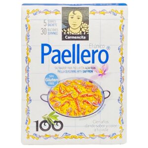 Paella Gewürz mit Safran, glutenfrei, für spanische Paella, aromatischer Sazonador, 30 Servierungen, direkt aus Spanien, mediterrane Spezialität, authentisches spanisches Kocherlebnis, mareni.com.