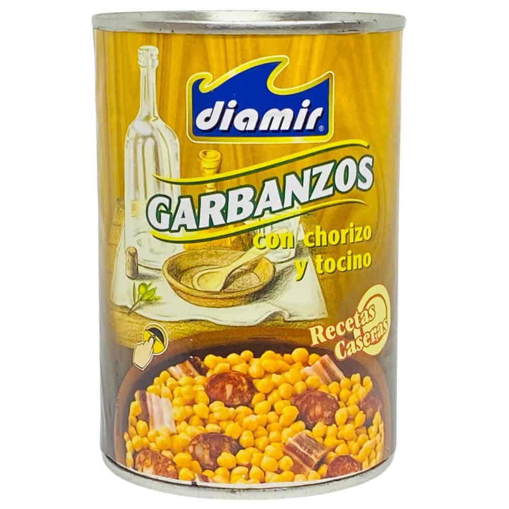 Garbanzos mit Chorizo und Tocino, spanisches Konservenprodukt, direkt aus Spanien, Mareni.