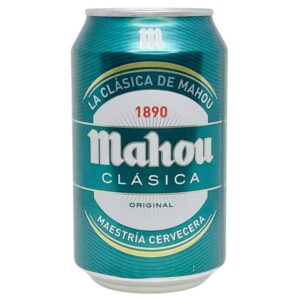 Erfrischende Mahou Clásica Bierdose, direkt aus Spanien, für authentischen spanischen Biergenuss.