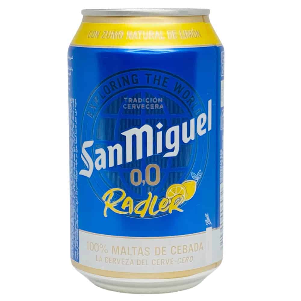 San Miguel 0,0% alkoholfrei Radler - Dose 0,33 l Erfrischende spanische Radler-Limonade mit Zitrusgeschmack, hergestellt aus 100% Gerstenmalz, ideal für Getränke aus Spanien.