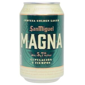 San Miguel Magn(*Alt-Text:*) Spanische Bierdose San Miguel Magna, Golden Lager, 5,7% Vol, 3-Tage-Hopfen, Spanisches Bier direkt aus Spanien.