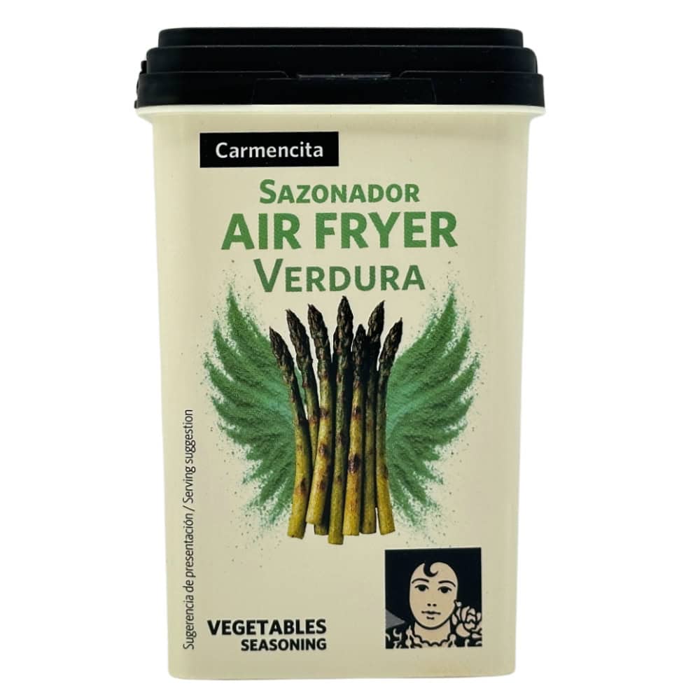 Aromatisiertes Air Fryer Gemüse-Saisonmittel mit spanischer Herkunft, ideal zum Würzen von Speisen und gesunder Zubereitung, direkt aus Spanien.