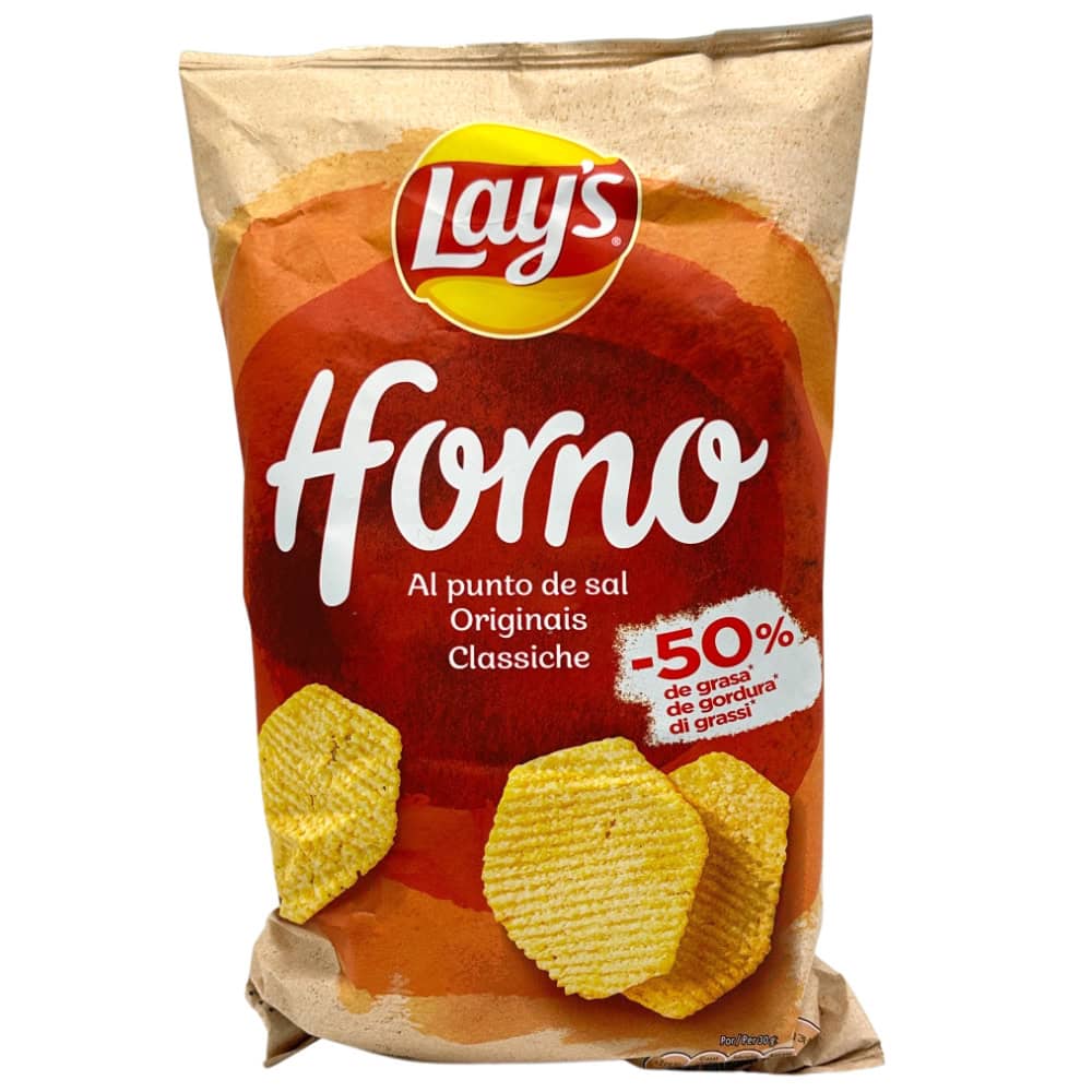 Knusprige, salzige Chips von Lay's mit 50% Fettreduktion, perfekte Wahl für gesunden Snackgenuss, direkt aus Spanien, klassischer Geschmack, ideal für Snackliebhaber und Chips-Fans.