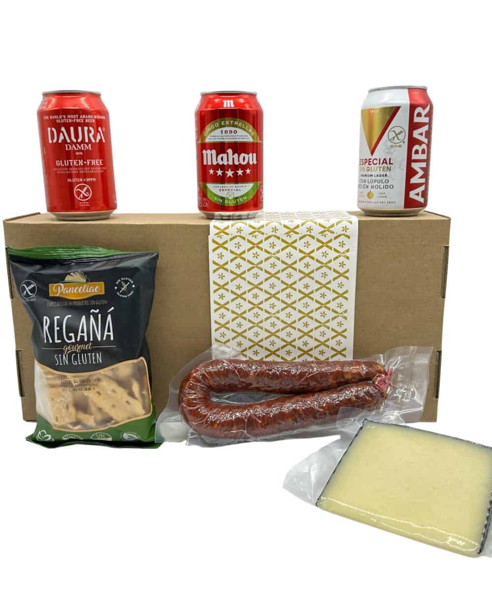 Knusprige spanische glutenfreie Salami, Käse, Würstchen, Getränke und glutenfreie Lebensmittel, direkt aus Spanien, ideal für glutenfreie Ernährung.