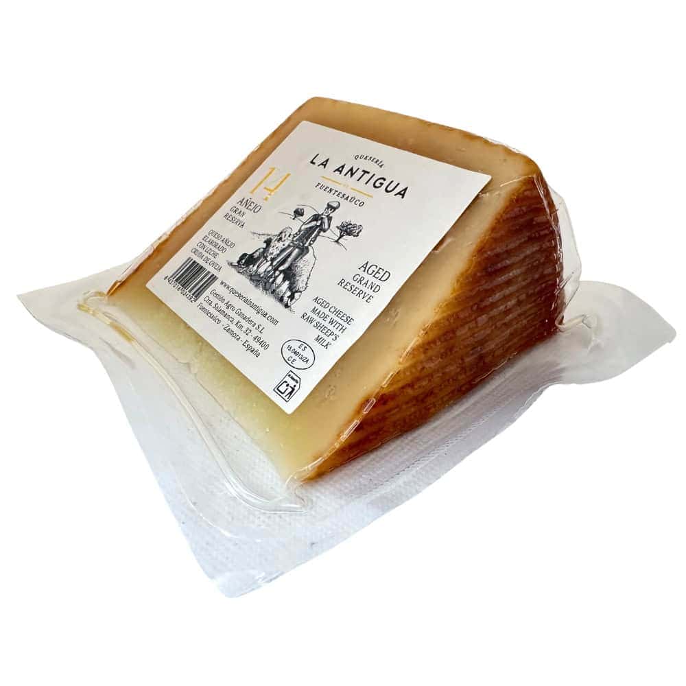 Hochwertiger spanischer gereifter Käse La Antigua, vakuumverpackt, ideal für Käseliebhaber, direkt aus Spanien, authentischer Geschmack, perfekt für Käseplatten und kulinarische Spezialitäten.