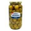 Knoblauch-Oliven in Glas, direkt aus Spanien, hochwertige spanische Spezialität, ideal für Tapas und mediterrane Gerichte, authentischer Geschmack, mariniertes Produkt, handverlesen, perfekt für Feins.