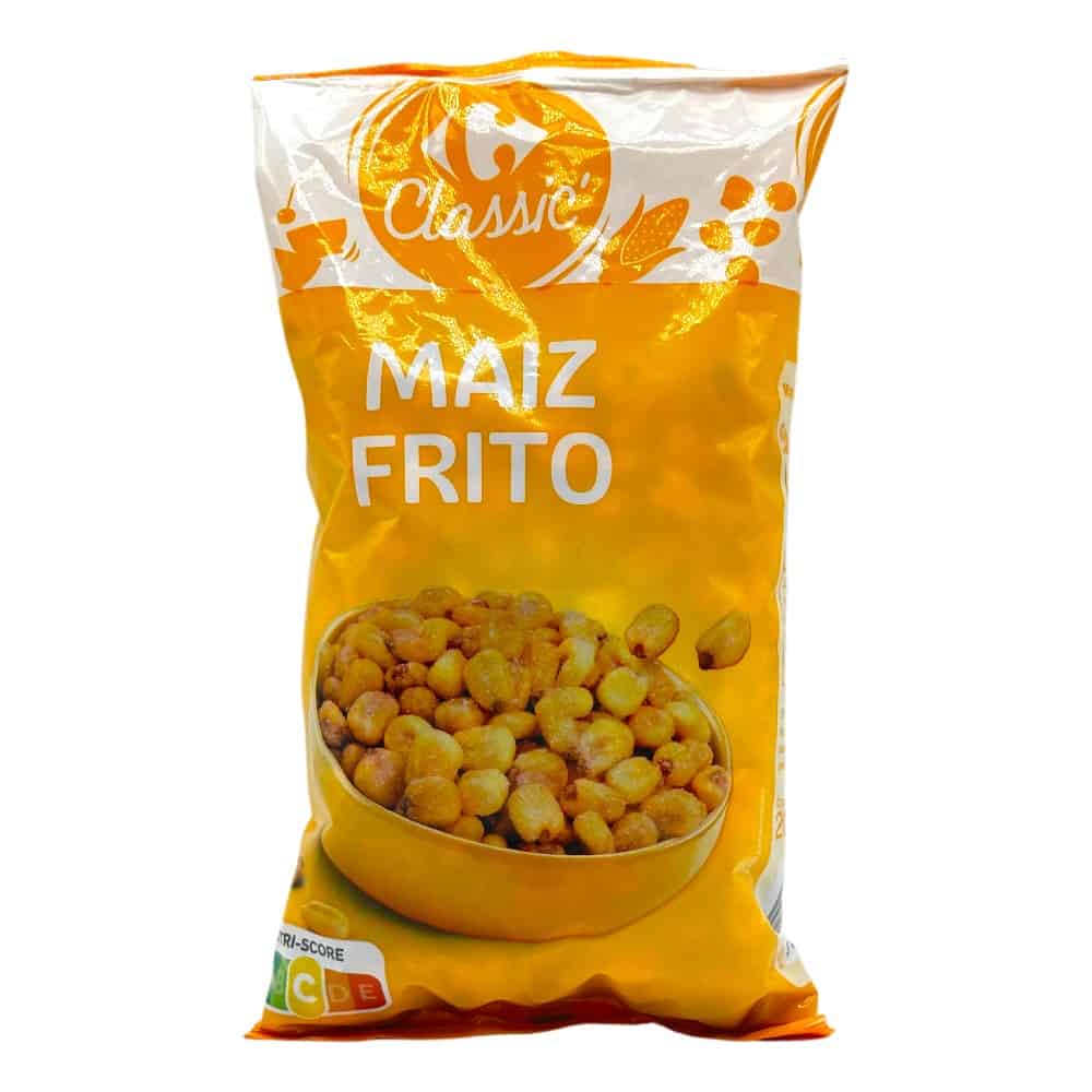Mareni gesalzene, frittierte Maiskörner in gelber Verpackung, spanische Snack-Delikatesse.
